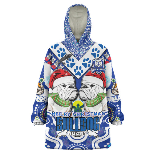 Canterbury-Bankstown Christmas Snug Hoodie - Custom Merry Canterbury-Bankstown Christmas Indigenous Oodie Blanket