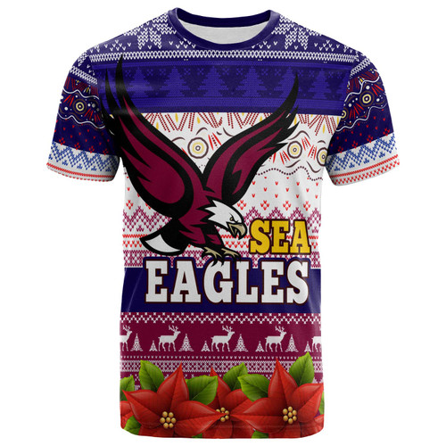 Australia Sea Eagles Chrstmas T-shirt - Custom Australia Sea Eagles Ugly Christmas Knitted T-shirt