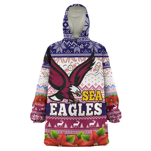 Australia Sea Eagles Chrstmas Snug Hoodie - Custom Australia Sea Eagles Ugly Christmas Knitted Oodie Blanket