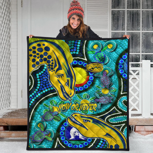 Parramatta Eels Custom Quilt - Parramatta Eels Now Or Never Indigenous Culture Flag Dot Art Painting Parramatta Eels Custom Quilt - Parramatta Eels Now Or Never Indigenous Culture Flag Dot Art Painting