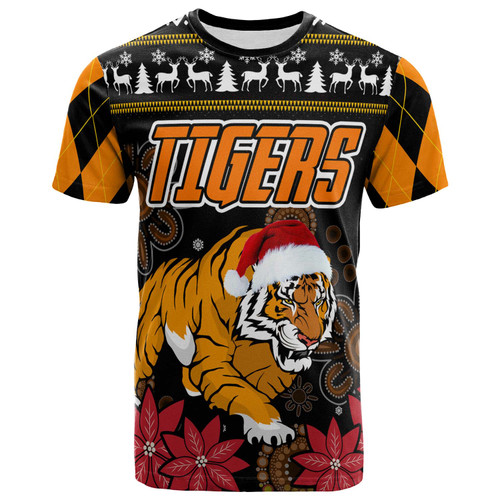 Wests Tigers Christmas T-shirt - Custom Wests Tigers Merry Christmas Aboriginal Inspired T-shirt