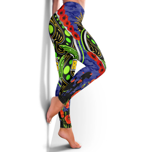Canberra Raiders Leggings - Anzac Aboriginal Inspired Canberra Raiders with Poppy Canberra Raiders Leggings - Anzac Aboriginal Inspired Canberra Raiders with Poppy