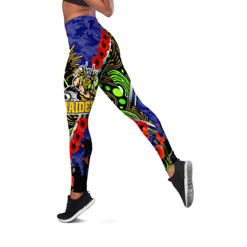 Canberra Raiders Leggings - Anzac Aboriginal Inspired Canberra Raiders with Poppy Canberra Raiders Leggings - Anzac Aboriginal Inspired Canberra Raiders with Poppy