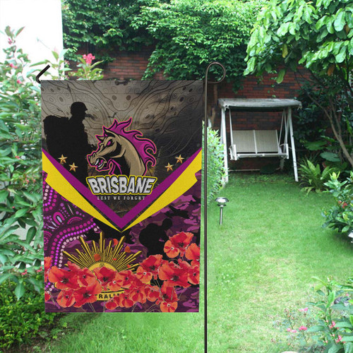 Brisbane Broncos Anzac Flag - Anzac Day Broncos Aboriginal Inspired with Poppies Flower Flag