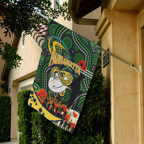 Parramatta Eels Flag - Anzac Day Remembrance Aboriginal Inspired Parramatta Eels Flag Parramatta Eels Flag - Anzac Day Remembrance Aboriginal Inspired Parramatta Eels Flag