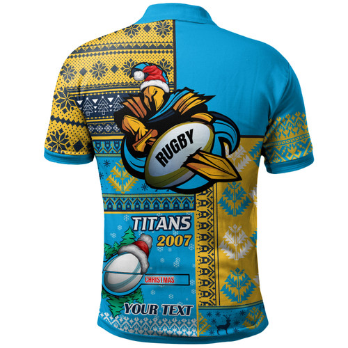 Gold Coast Titans Polo Shirt - Custom Christmas Snowflakes Gold Coast Titans Mascot Polo Shirt Gold Coast Titans Polo Shirt - Custom Christmas Snowflakes Gold Coast Titans Mascot Polo Shirt