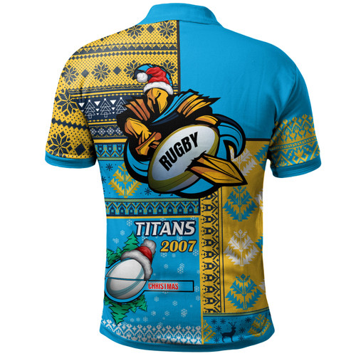 Gold Coast Titans Polo Shirt - Custom Christmas Snowflakes Gold Coast Titans Mascot Polo Shirt Gold Coast Titans Polo Shirt - Custom Christmas Snowflakes Gold Coast Titans Mascot Polo Shirt