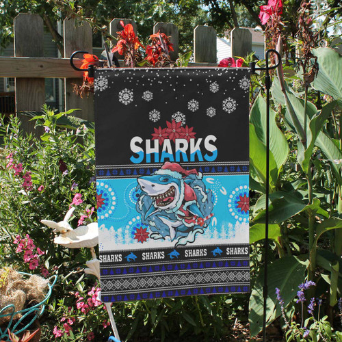 Cronulla-Sutherland Sharks Christmas Flag - Cronulla-Sutherland Sharks Ugly Christmas And Aboriginal Inspired Patterns Flag Cronulla-Sutherland Sharks Christmas Flag - Cronulla-Sutherland Sharks Ugly Christmas And Aboriginal Inspired Patterns Flag
