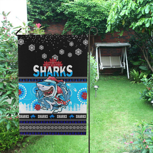 Cronulla-Sutherland Sharks Christmas Flag - Cronulla-Sutherland Sharks Ugly Christmas And Aboriginal Inspired Patterns Flag Cronulla-Sutherland Sharks Christmas Flag - Cronulla-Sutherland Sharks Ugly Christmas And Aboriginal Inspired Patterns Flag