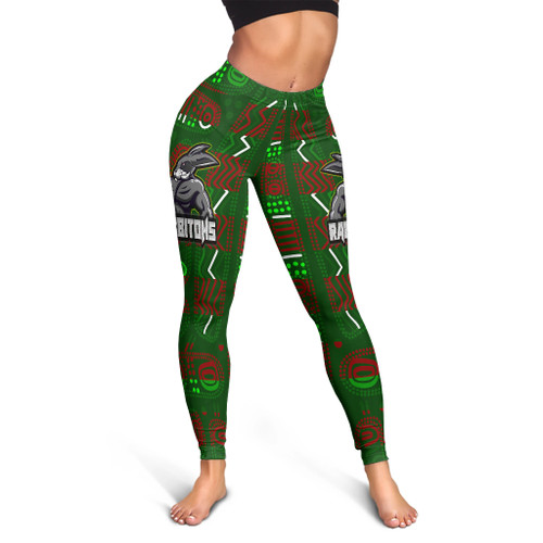 Australia Rabbitohs Leggings - Aboriginal Inspired South Sydney Australia Rabbitohs Anzac '' Let We Forget '' With Poppy Flower Leggings