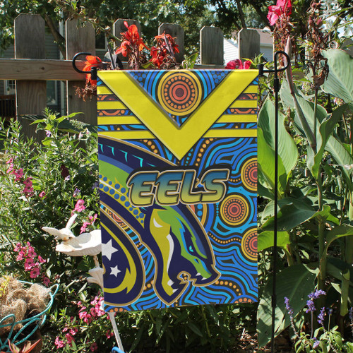 Parramatta Eels Flag - Electric Eel With Aboriginal Inspired Patterns Flag Parramatta Eels Flag - Electric Eel With Aboriginal Inspired Patterns Flag