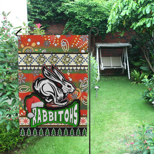 South Sydney Rabbitohs Flag - Xmas South Sydney Rabbitohs Balls, Snowflake With Aboriginal Inspired Patterns Flag South Sydney Rabbitohs Flag - Xmas South Sydney Rabbitohs Balls, Snowflake With Aboriginal Inspired Patterns Flag