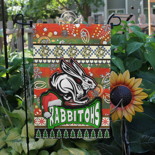South Sydney Rabbitohs Flag - Xmas South Sydney Rabbitohs Balls, Snowflake With Aboriginal Inspired Patterns Flag South Sydney Rabbitohs Flag - Xmas South Sydney Rabbitohs Balls, Snowflake With Aboriginal Inspired Patterns Flag