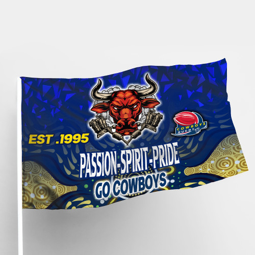 North Queensland Cowboys Flag - Ball Go North Queensland Cowboys Aboriginal Inspired Patterns Flag North Queensland Cowboys Flag - Ball Go North Queensland Cowboys Aboriginal Inspired Patterns Flag
