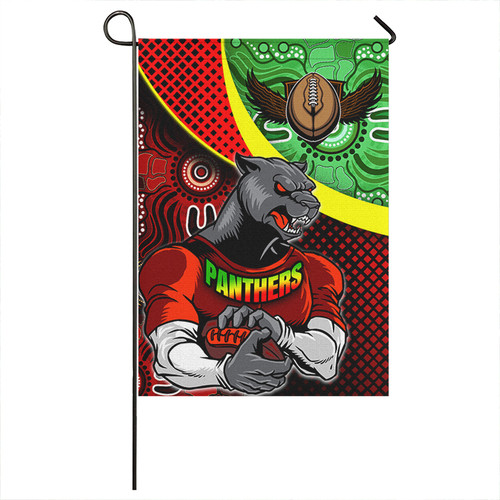 Penrith Panthers Flag - Penrith Panthers Keep Fighting Aboriginal Inspired Patterns Flag