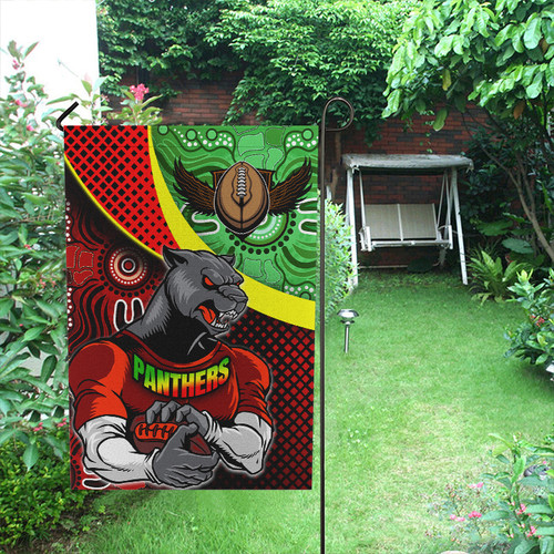 Penrith Panthers Flag - Penrith Panthers Keep Fighting Aboriginal Inspired Patterns Flag Penrith Panthers Flag - Penrith Panthers Keep Fighting Aboriginal Inspired Patterns Flag