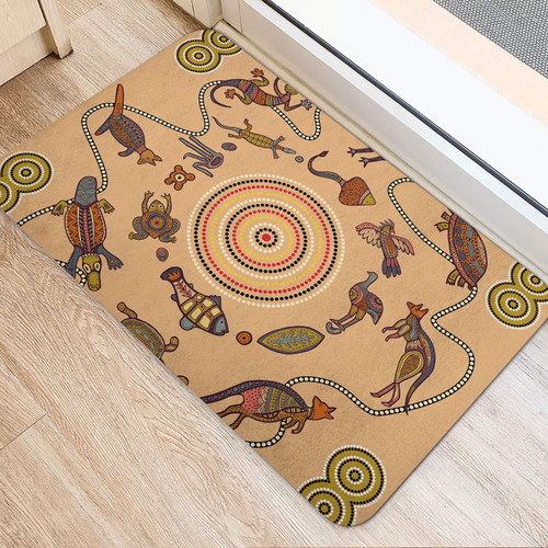 Australia Aboriginal Inspired Door Mat - Aboriginal Inspired Animals Sand Art Door Mat Australia Aboriginal Inspired Door Mat - Aboriginal Inspired Animals Sand Art Door Mat