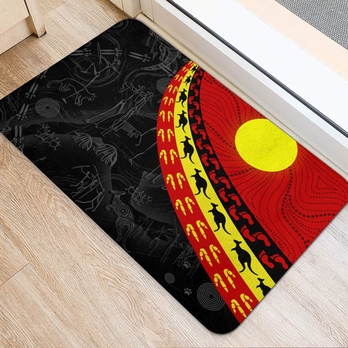 Australia Aboriginal Inspired Door Mat - Indigenous Sun Dot Painting Art Door Mat Australia Aboriginal Inspired Door Mat - Indigenous Sun Dot Painting Art Door Mat