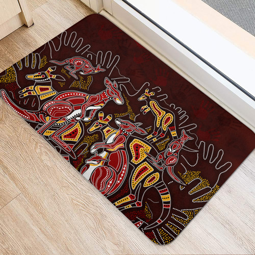 Australia Aboriginal Inspired Door Mat - Kangaroo Family Aboriginal Inspired Dot Painting Door Mat Australia Aboriginal Inspired Door Mat - Kangaroo Family Aboriginal Inspired Dot Painting Door Mat