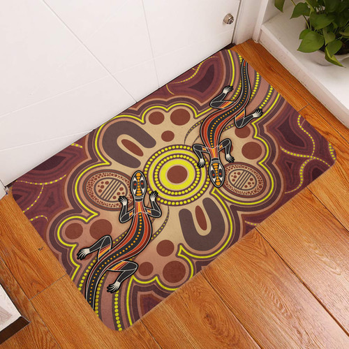 Australia Aboriginal Inspired Door Mat - Indigenous Lizard Dot Painting Art Door Mat Australia Aboriginal Inspired Door Mat - Indigenous Lizard Dot Painting Art Door Mat