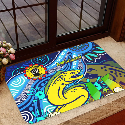Parramatta Eels Naidoc Week Door Mat - Aboriginal Inspired Patterns Door Mat Parramatta Eels Naidoc Week Door Mat - Aboriginal Inspired Patterns Door Mat