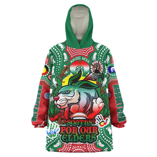 South Sydney Rabbitohs Naidoc Custom Snug Hoodie - Souths Super Bunny Naidoc Week For Our Elders Aboriginal Inspired Oodie