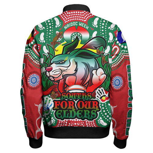South Sydney Rabbitohs Naidoc Custom Bomber Jacket - Souths Super Bunny Naidoc Week For Our Elders Aboriginal Inspired South Sydney Rabbitohs Naidoc Custom Bomber Jacket - Souths Super Bunny Naidoc Week For Our Elders Aboriginal Inspired