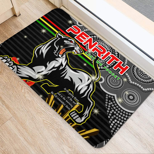 Penrith Panthers Anzac Door Mat - Anzac Day Penrith Panthers Indigenous with Poppies Flower Door Mat Penrith Panthers Anzac Door Mat - Anzac Day Penrith Panthers Indigenous with Poppies Flower Door Mat