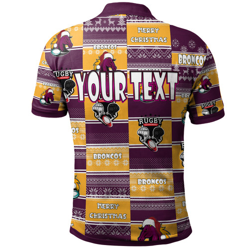Brisbane Broncos Christmas Polo Shirt - Custom Brisbane Broncos Merry Christmas Random Square Pattern Polo Shirt Brisbane Broncos Christmas Polo Shirt - Custom Brisbane Broncos Merry Christmas Random Square Pattern Polo Shirt