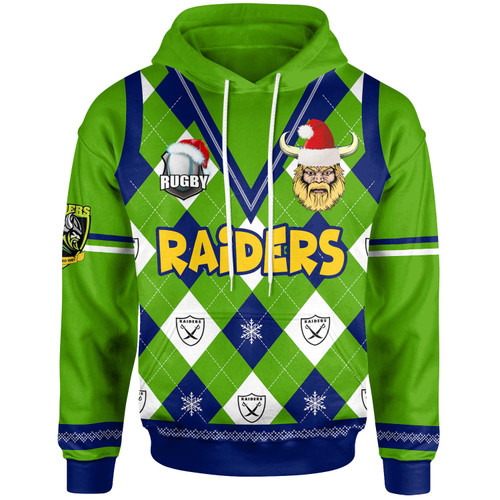 Canberra Raiders Christmas Hoodie - Custom Canberra Raiders Xmas Argyle Style Hoodie