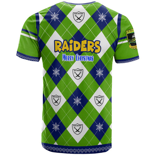 Canberra Raiders Christmas T-shirt - Custom Canberra Raiders Xmas Argyle Style T-shirt Canberra Raiders Christmas T-shirt - Custom Canberra Raiders Xmas Argyle Style T-shirt