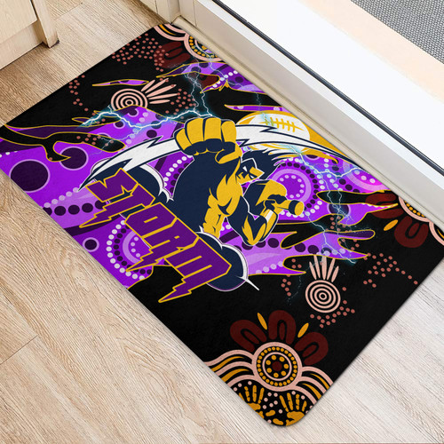 Melbourne Storm Door Mat - Team with Aboriginal Dot Painting Pattern Door Mat