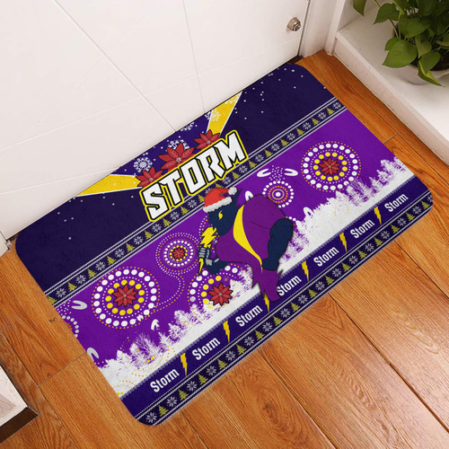 Melbourne Storm Christmas Door Mat - Melbourne Storm Aboriginal And Ugly Style Door Mat Melbourne Storm Christmas Door Mat - Melbourne Storm Aboriginal And Ugly Style Door Mat