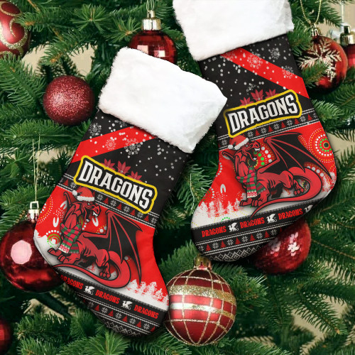 St.George Rugby Christmas Stocking - Custom Dragons Christmas Aboriginal And Ugly Style Christmas Stocking St.George Rugby Christmas Stocking - Custom Dragons Christmas Aboriginal And Ugly Style Christmas Stocking