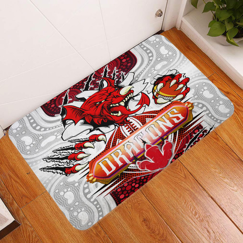 Illawarra and St George Door Mat - Custom Indigenous Super Illawarra and St George Scratch Style Illawarra and St George Door Mat - Custom Indigenous Super Illawarra and St George Scratch Style