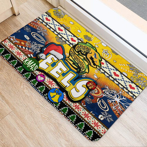Parramatta Eels Christmas Door Mat - Xmas Parramatta Eels Christmas Balls, Snowflake With Aboriginal Inspired Patterns Parramatta Eels Christmas Door Mat - Xmas Parramatta Eels Christmas Balls, Snowflake With Aboriginal Inspired Patterns