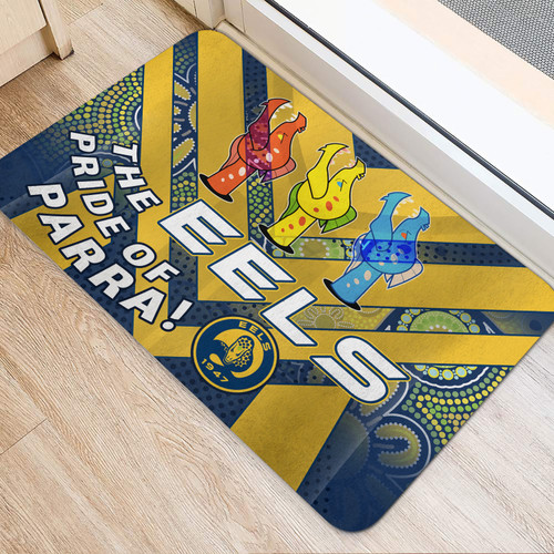 Parramatta Eels Door Mat - Go Parra Parramatta Eels Aboriginal Inspired Patterns Door Mat Parramatta Eels Door Mat - Go Parra Parramatta Eels Aboriginal Inspired Patterns Door Mat