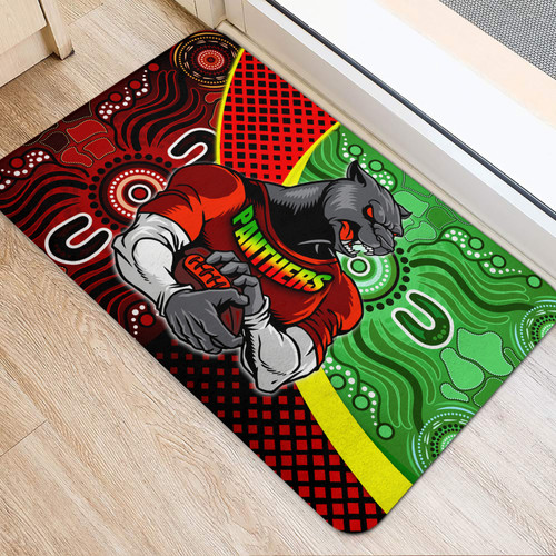 Penrith Panthers Door Mat - Penrith Panthers Keep Fighting Aboriginal Inspired Patterns Door Mat Penrith Panthers Door Mat - Penrith Panthers Keep Fighting Aboriginal Inspired Patterns Door Mat