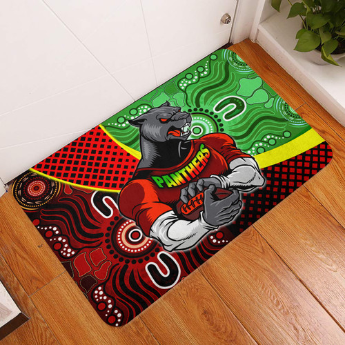 Penrith Panthers Door Mat - Penrith Panthers Keep Fighting Aboriginal Inspired Patterns Door Mat Penrith Panthers Door Mat - Penrith Panthers Keep Fighting Aboriginal Inspired Patterns Door Mat