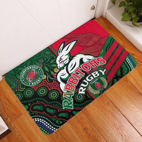 South Sydney Rabbitohs Door Mat - South Sydney Rabbitohs Ball Aboriginal Inspired Sport Style Door Mat South Sydney Rabbitohs Door Mat - South Sydney Rabbitohs Ball Aboriginal Inspired Sport Style Door Mat
