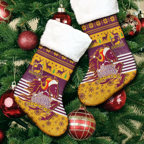 Brisbane Christmas Stocking - Custom Personalized Merry Christmas Brisbane Retro Heritage Jersey