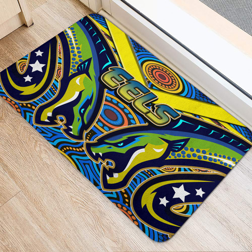 Parramatta Eels Door Mat - Electric Eel With Aboriginal Inspired Patterns Parramatta Eels Door Mat - Electric Eel With Aboriginal Inspired Patterns