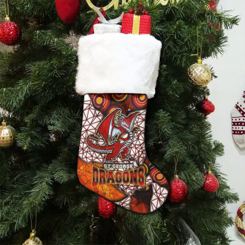 St. George Christmas Stocking - Dragon Fire With Aboriginal Inspired Art