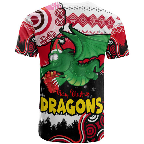 St. George Illawarra Dragons Christmas T-shirt - Custom Dragon Aboriginal Inspired Xmas T-shirt St. George Illawarra Dragons Christmas T-shirt - Custom Dragon Aboriginal Inspired Xmas T-shirt