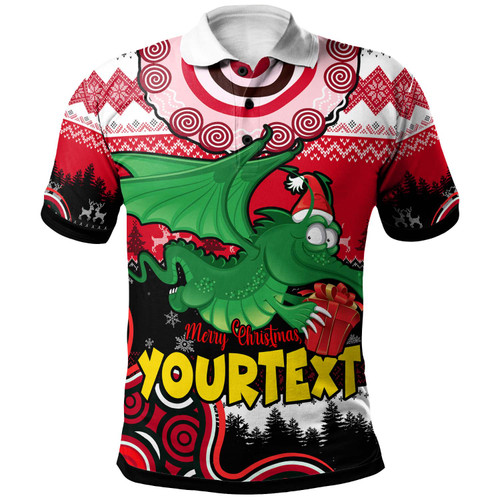St. George Illawarra Dragons Christmas Polo Shirt - Custom Dragon Aboriginal Inspired Xmas Polo Shirt St. George Illawarra Dragons Christmas Polo Shirt - Custom Dragon Aboriginal Inspired Xmas Polo Shirt