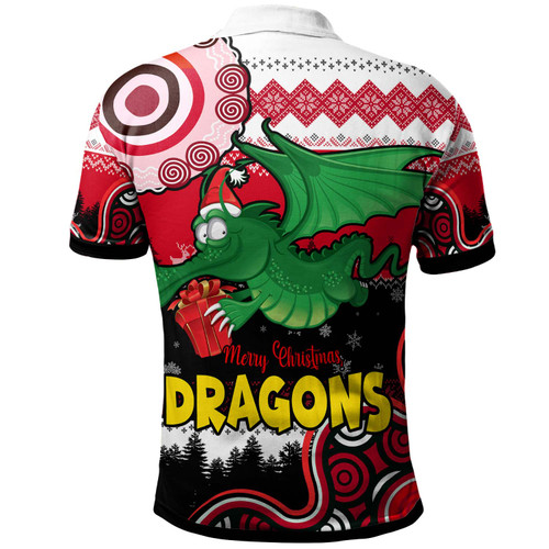St. George Illawarra Dragons Christmas Polo Shirt - Custom Dragon Aboriginal Inspired Xmas Polo Shirt St. George Illawarra Dragons Christmas Polo Shirt - Custom Dragon Aboriginal Inspired Xmas Polo Shirt