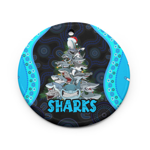 Cronulla-Sutherland Sharks Christmas Ornaments - Custom Cronulla-Sutherland Sharks Aboriginal Inspired Xmas Team 15 Players Ornaments