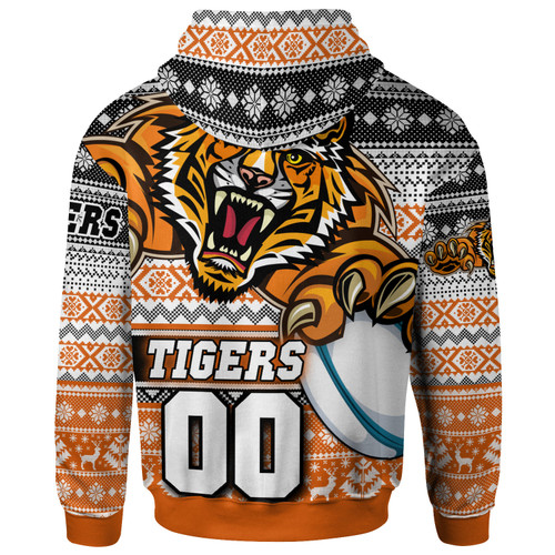 Wests Tigers Hoodie - Custom Wests Tigers Mascot Knitted Christmas Pattern Hoodie Wests Tigers Hoodie - Custom Wests Tigers Mascot Knitted Christmas Pattern Hoodie