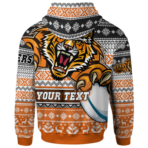 Wests Tigers Hoodie - Custom Wests Tigers Mascot Knitted Christmas Pattern Hoodie Wests Tigers Hoodie - Custom Wests Tigers Mascot Knitted Christmas Pattern Hoodie