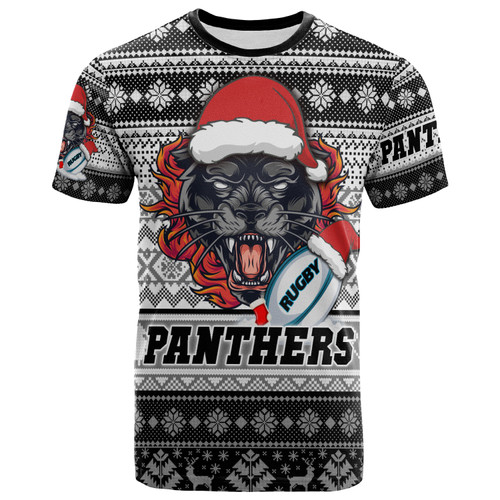 Penrith Panthers T-shirt - Custom Penrith Panthers Mascot Knitted Christmas Patterns T-shirt